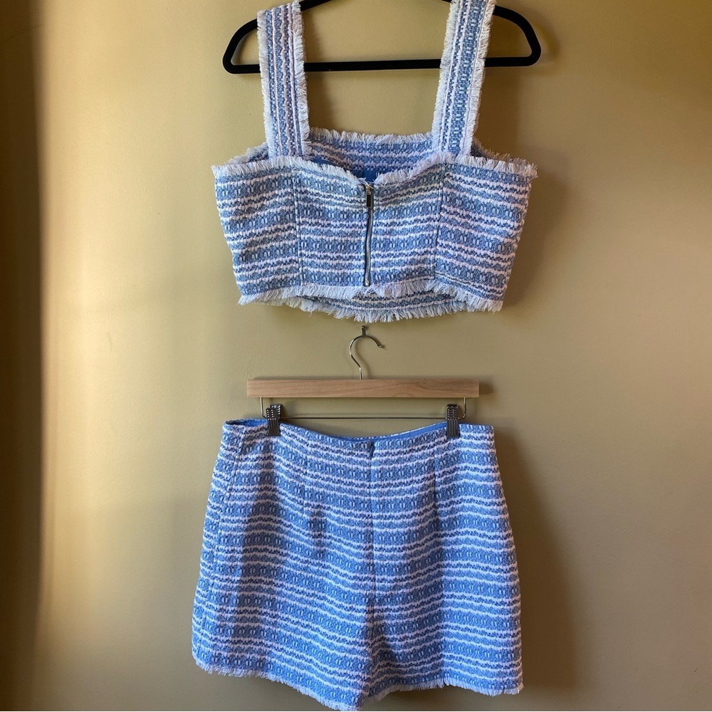 House of Harlow 1960 Tweed Top and Skort Set in Light Blue/Cream/Pink Size 12 - Picture 8 of 16